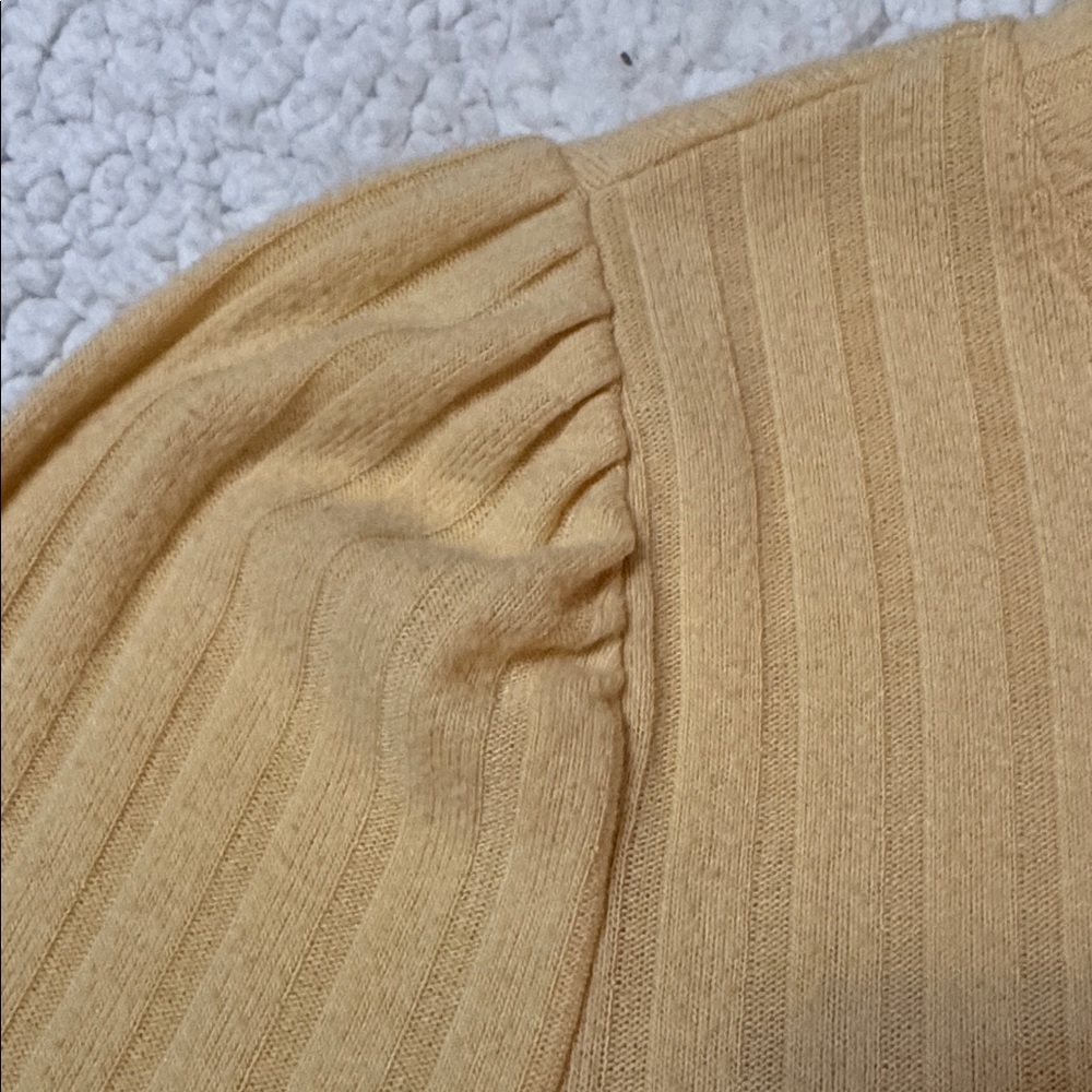 SO Women's Light Yellow Cozy Puff Sleeve Top - Picture 3 of 4